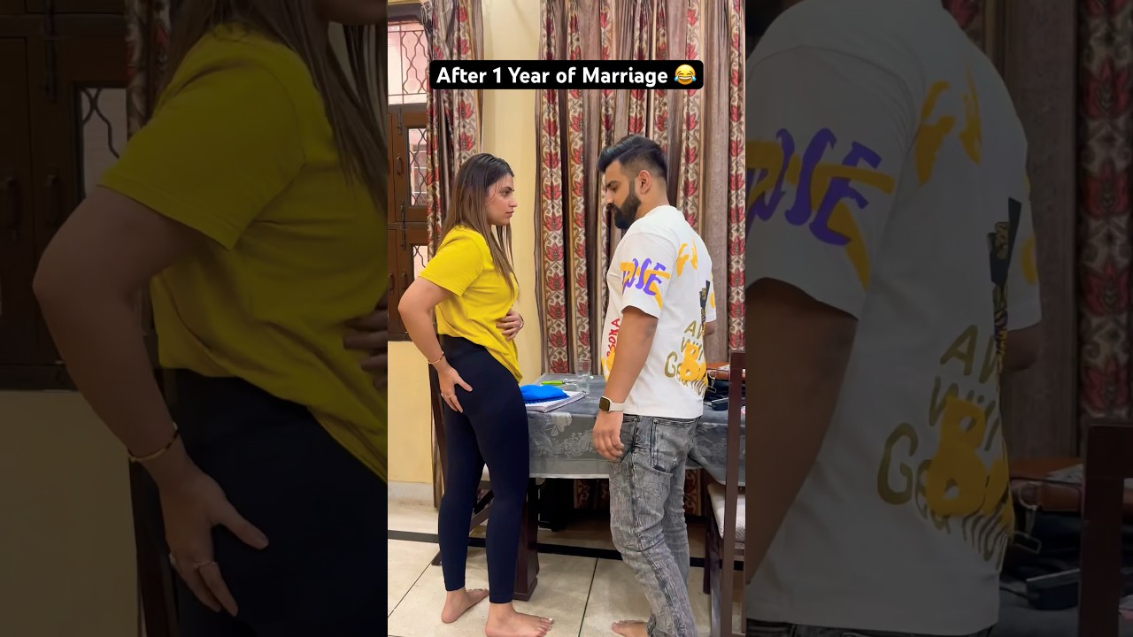⁣After One Year of Marriage 😂 Must Watch 🤭 #couplethings #spank #funny #funnycouple #relatable