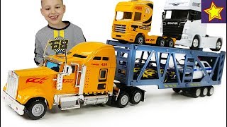 Машинки из Китая Желтый Тягач Автовоз Распаковка и обзор игрушки Cars Toys from China