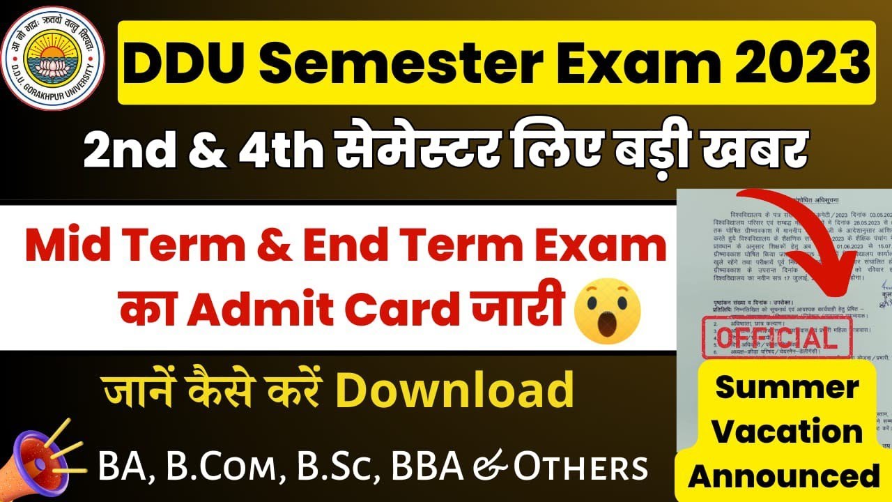 DDU 2nd & 4th Semester Exam 2023 Time Table Announced 😍| Mid/End Term Exam | Ba, Bcom, Bsc, bba, bca