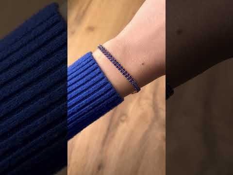 Браслет синя кристальна подвійна доріжка медична сталь позолота (x081-2), видео 1