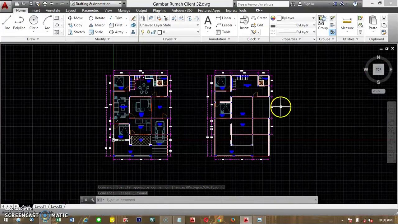 CARA MUDAH MEMBUAT DENAH RUMAH 2 LANTAI | TUTORIAL BELAJAR AUTOCAD 12