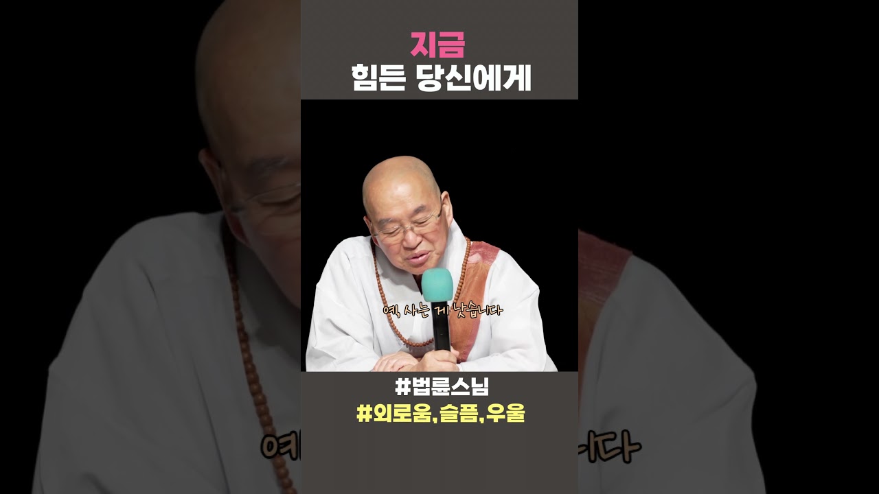 지금 힘든 당신에게 #법륜스님 #법륜스님쇼츠 #법륜쇼츠 #즉문즉설 #정토불교대학 #외로움 #슬픔 #우울