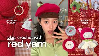 crochet with red (+patterns) ✧˖  | crochet vlog, stash busters, market prep