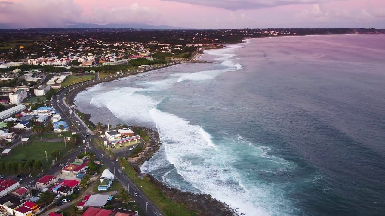 Le Moule Guadeloupe - sunrise wave drone shot