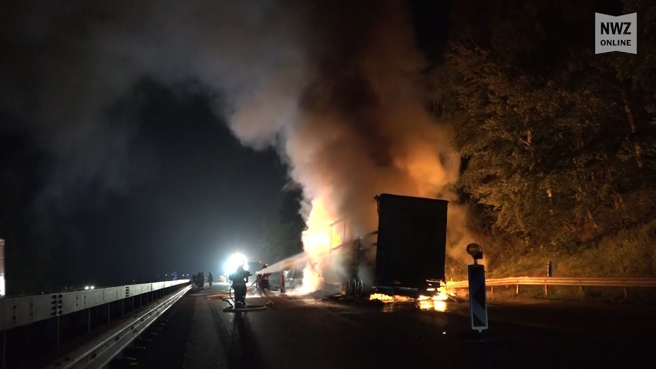 Sattelzug geht auf A1 in Flammen auf – Vollsperrung