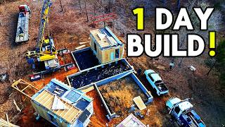 Putting together a 2-story modular home in 1 day.