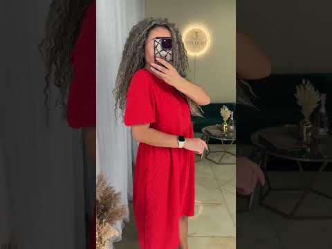 Романтична жіноча літня сукня "Лола" однотонна (Розміри S,M,L), Червона, видео 1