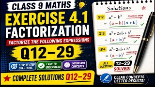 Exercise 4.1 | Q12 to Q29 | Algebraic Expressions | Step-by-Step Factorization | Class 9 Maths