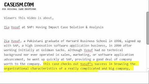Zia Yusuf at SAP: Having Impact Case Solution & Analysis