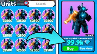 Sold 🤑 NEW ASTRO For 99999 GEMS? 💎 - Roblox Toilet Tower Defense