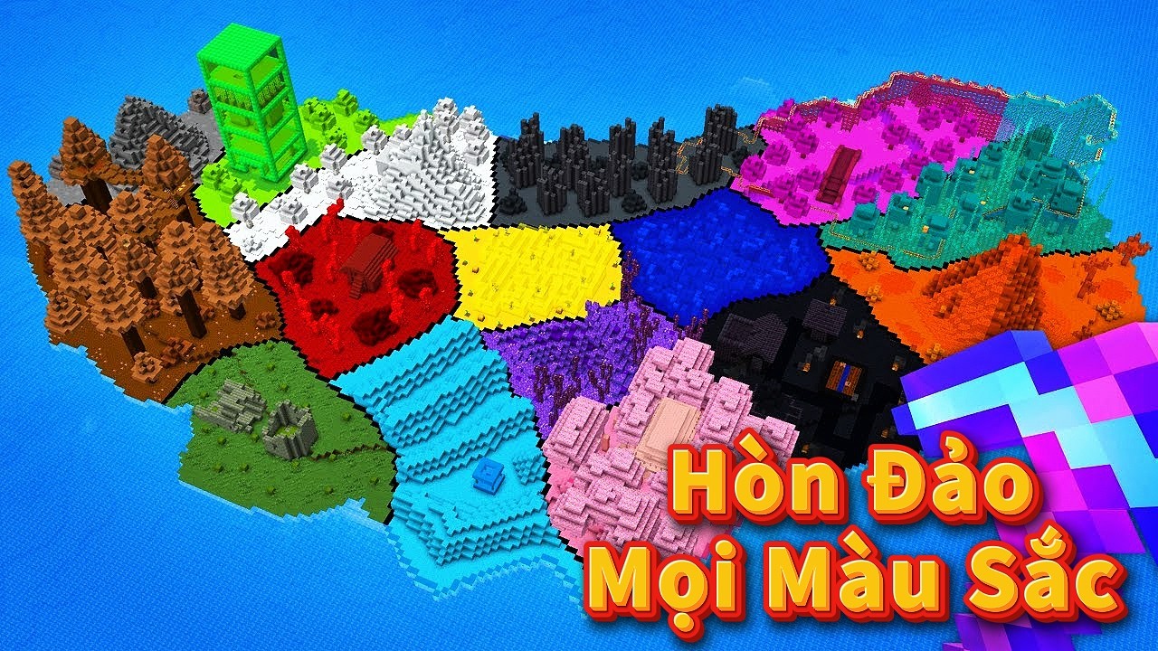 Review Tôi Đã Xây Hòn Đảo Với Mọi Màu Sắc Khác Nhau Trong Minecraft 