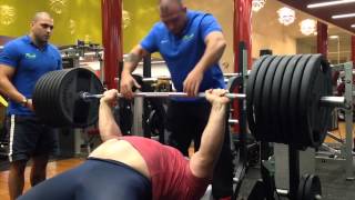 : Kirill Sarychev   bench press 300x2 [661lb] deadlift 400x1 [881lb]