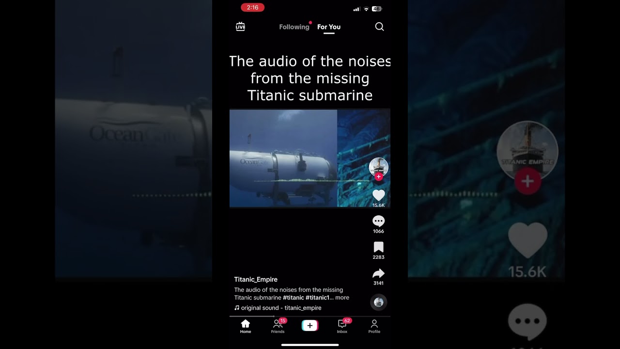Audio of noises from missing titanic submarine .