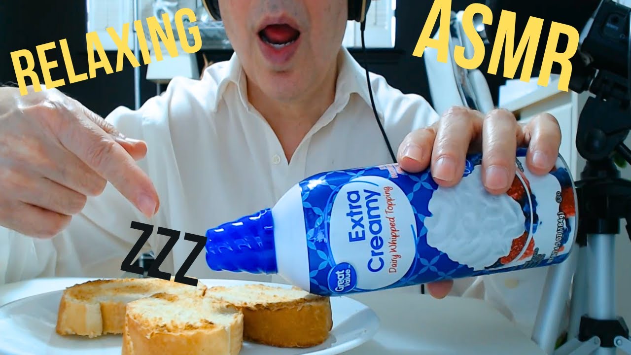 ASMR EATING WHIPPED CREAM ON TOAST SOUNDS. ZZZ😊