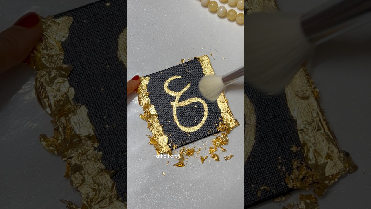 Gold Leaf Arabic Calligraphy | Letter ع 💛✨ #art #shorts #artshorts
