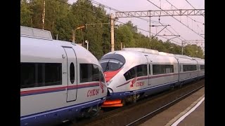 Первый рейс сдвоенного "Сапсана" / ЭВС1-12+ЭВС1-11 / EVS1-12+EVS-11 Siemens Velaro RUS