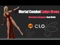 Mortal Kombat Lady's Dress Design in CLO3D & Marvelous Designer