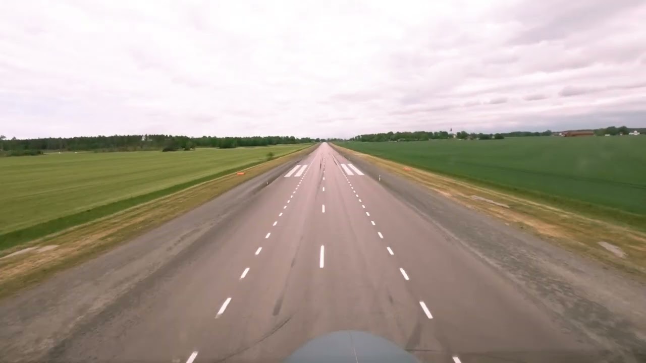 Onboard view when Norwegian C-130J Super Hercules lands on public road in Sweden. First time ever