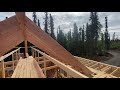 0194 Off grid cabin build on the homestead. Still fighting rafters.