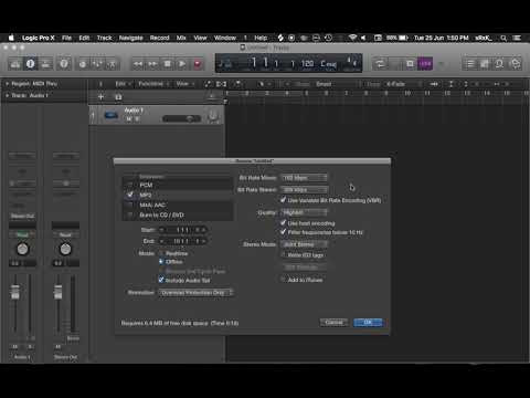 LOGIC PRO X Basic Tutorial - Exporting Songs as WAV or MP3