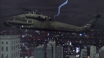 Helicopter  hovering scene