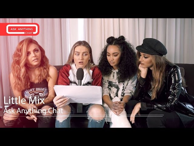 Little Mix talk about Leigh-Anne snoggin' on the pillow that has Andre on it class=
