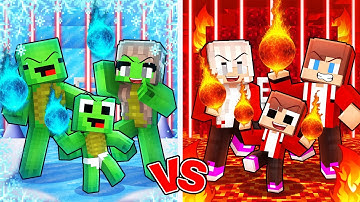 ICE Mikey Family vs FIRE JJ Family  - Maizen Minecraft Animation