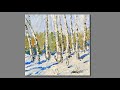 Acrylic Palette painting Winter Birch trees