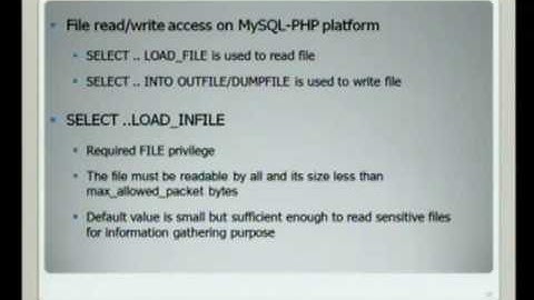 HAR 2009: Advanced MySQL Exploitation 3/6