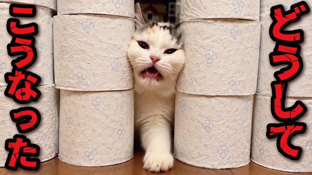 My cat went crazy after I filled the hallway with toilet paper