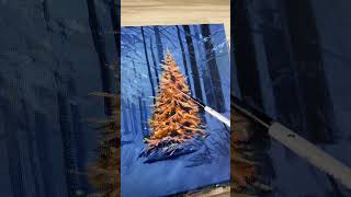 Acrylic Painting Christmas Tree Landscape ❄️🎄 #art #painting