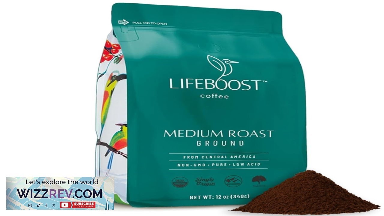 Молотый кофе Lifeboost средней обжарки с низким содержанием кислоты, одного происхождения, сертиф...