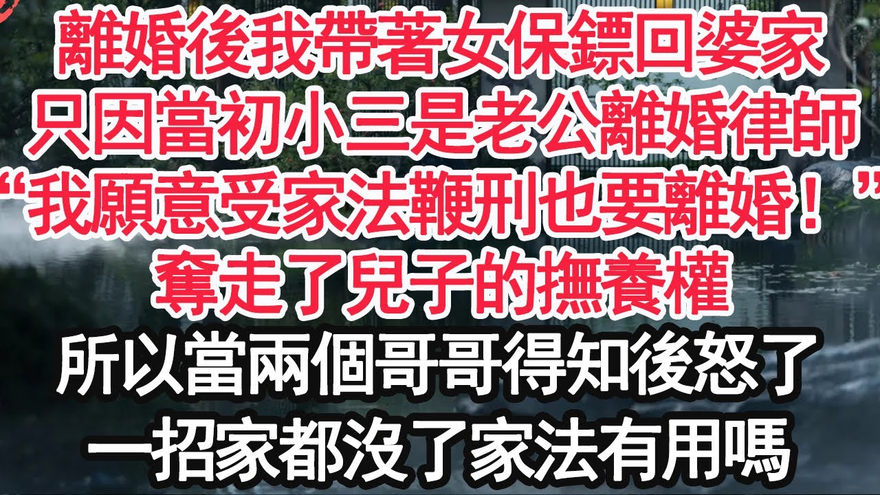 離婚後我帶著女保鏢回婆家，只因當初小三是老公離婚律師，“我願意受家法鞭刑也要離婚！”奪走了兒子的撫養權，所以當兩個哥哥得知後怒了，一招家都沒了家法有用嗎【顧亞男】【高光女主】【爽文】【情感】
