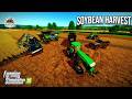 2,500 HECTARES SOYBEAN HARVEST | Fendt T10 &amp; Chipped JD 8410 | FS25 Timelapse