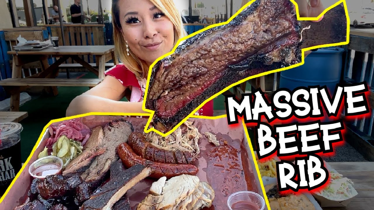 MASSIVE BBQ PLATE WITH HUGE BEEF RIB at Rosie's BBQ in Northridge, CA