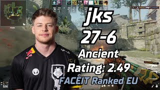 jks (27-6) rt:2.49 (Ancient) | FACEIT Ranked | May 29, 2024 #cs2 #pov