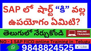 SAP లో షార్ట్ “కి” వల్ల ఉపయోగం ఏమిటి? // SAP FICO TRAINING IN TELUGU