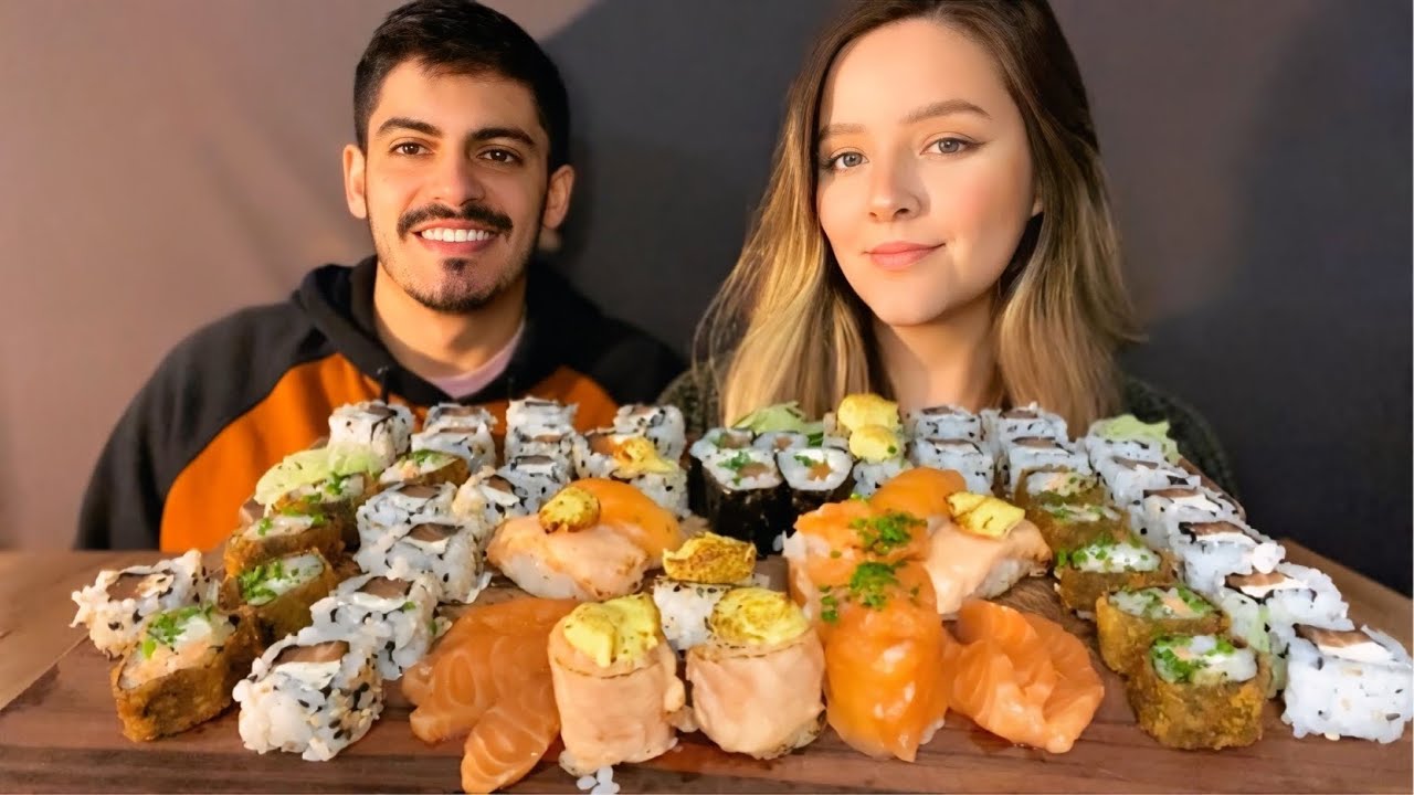 COMENDO MUITO SUSHI COM MEU NAMORADO MUKBANG BRASIL | CAMILE ASMR