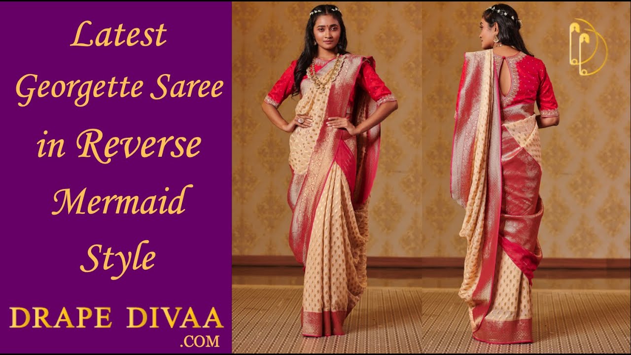 Reverse mermaid saree draping