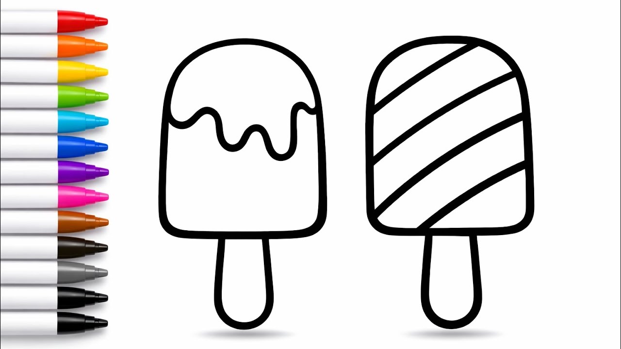Простой рисунок мороженого на палочке | Летний рисунок