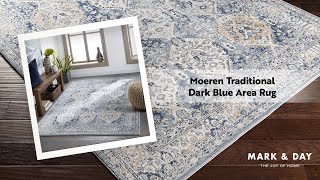 Moeren Traditional Dark Blue Area Rug