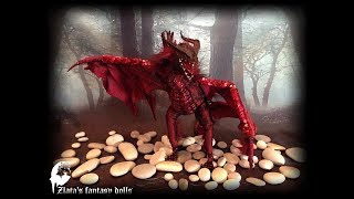 Red Dragon poseable art doll by Zlata's fantasy dolls.