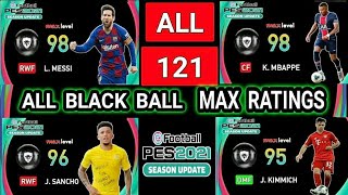 PES 2021 Mobile | All 121 Black Ball Players official Max Ratings ??