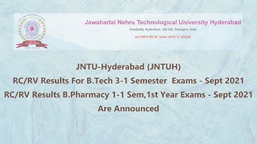 JNTUH RC/RV Results For B.Tech 3-1 Sem, B.Pharmacy 1-1 Sem,1st Year For Exams Held in September 2021