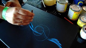 Scrolling pinstriping on canvas 1