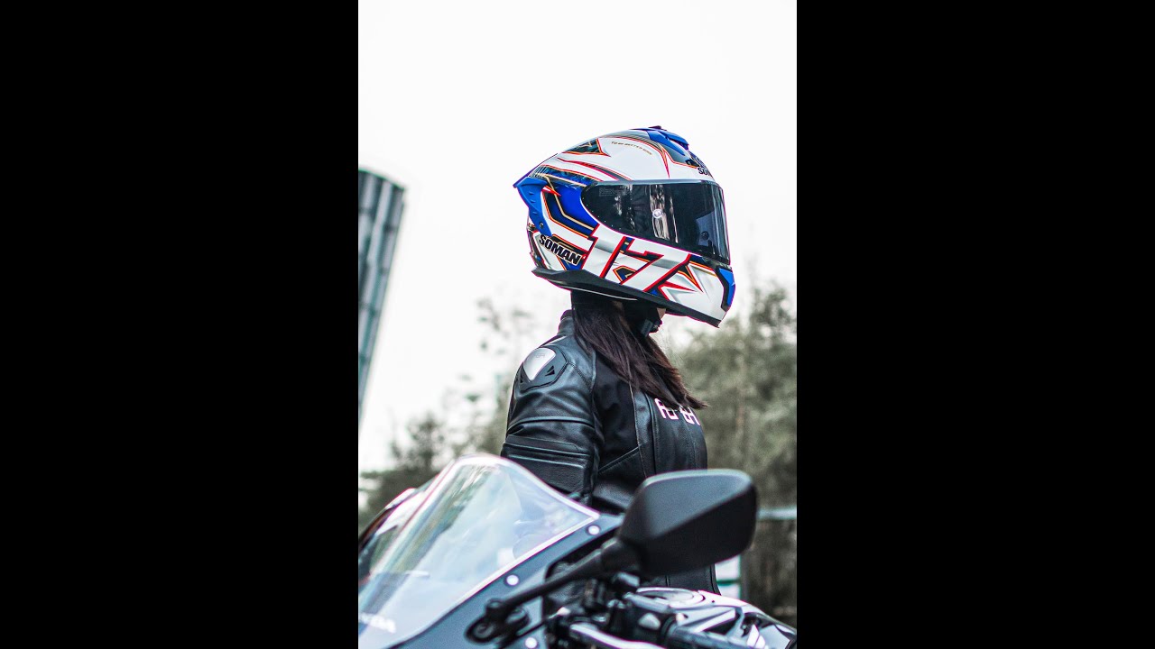 SOMAN TAIKO Speed 17 black white-fiberglass double visor full face helmet