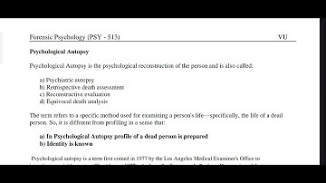PSY513 Lecture 7 Forensic Psychology Short Lecture VU Lectures