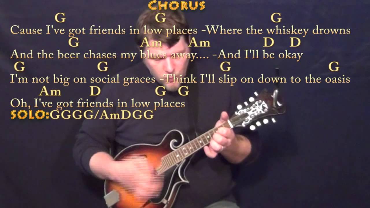 Friends In Low Places - Mandolin Cover Lesson in G with Chords/Lyrics - YouTube