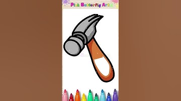 Hammer Hand tools Drawing and Coloring Animations for Kids Toddlers Preschoolers   #pinkbutterflyart