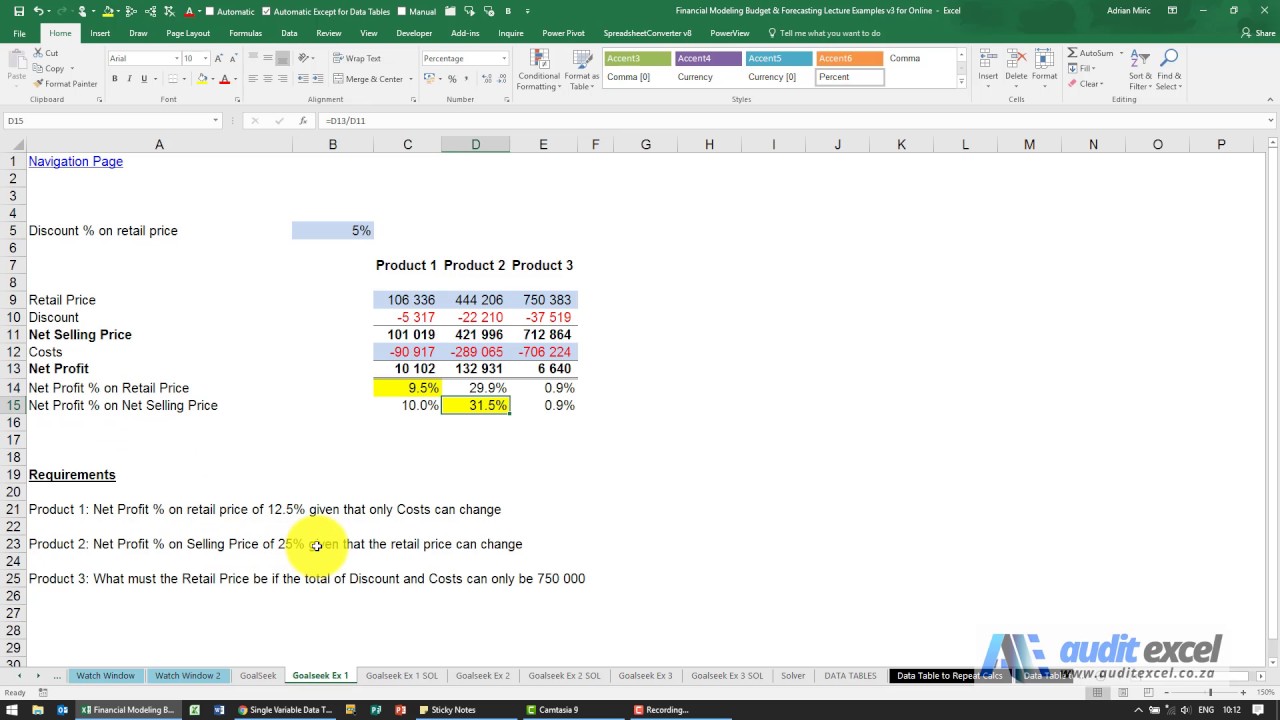 exercises goal seeking a solution in excel online excel how to use goal seek in excel 2020